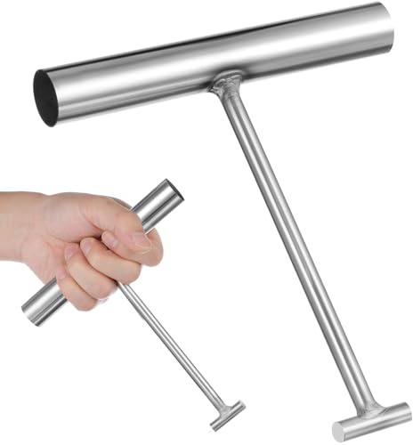 TOYANDONA 2pcs Manhole Keys Pair, Heavy Duty Stainless Steel Manhole Cover Hook Drain Grate Lifter for Outdoor Drain Cover (t Shape End 160mm)
