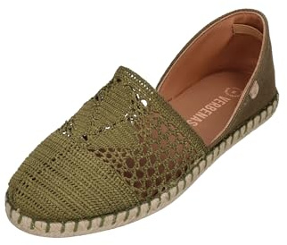 VERBENAS Damen Espadrilles Carmen Crochet LINO Paris kaki, Größe:40 EU
