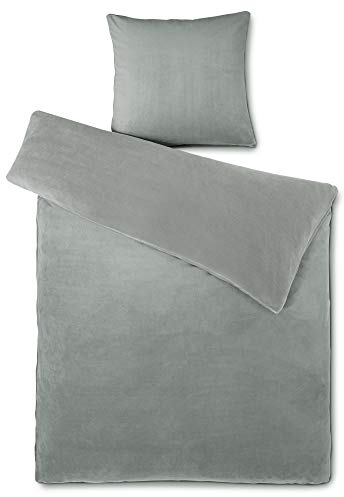 aqua-textil Feelwell Bettwäsche 135 x 200 cm 2teilig Coral Fleece Bettbezug Mikrofaser Thermo Flausch Silber grau