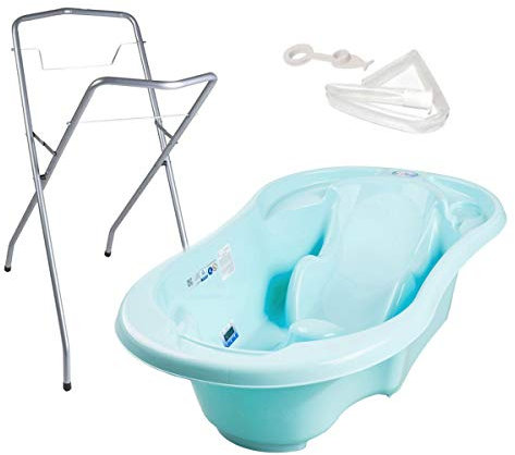 Baignoire bébé avec réducteur intégré Bleu + Pied + Tuyau