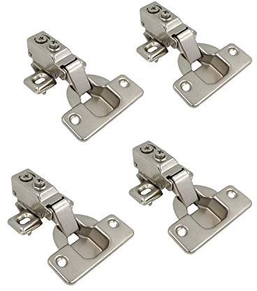 LIKERAINY 95 Grado Totalmente Solapado 35mm Mini Bisagra del Marco con Amortiguación para Puerta Bisagras Corta para Puertas de Empotrado Mueble Armario Juego de 4