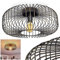 HOFSTEIN Deckenleuchte Wemude, runde Deckenlampe für Wohnzimmer - Moderne Vintage Lampe aus Metall Schwarz-Gold, 1-flammig, E27-Fassung, Rasterleuchte mit Spannendem Lichteffekt, Durchmesser 40 cm