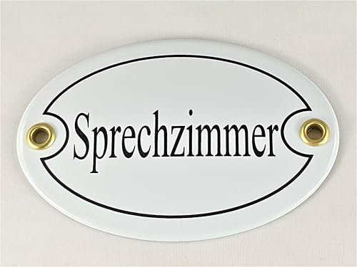 Ovales Türschild Emaille  Sprechzimmer , 10,5x7,0cm