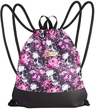 Bvani Rucksack turnbeutel damen mit Tasche und zusätzlichen Griffen (Schädel)