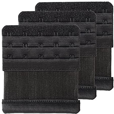 SAMGU Bra Extenders 5 Hook Elastic Stretchy Bra Extension Strap (3PCS Black, 5 Hook, 1.9cm)