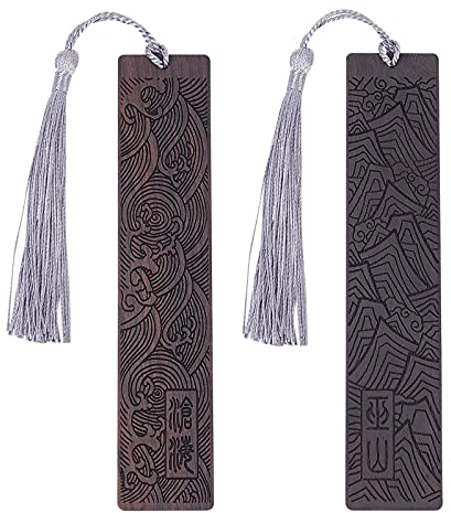 PH PandaHall 2 Stück Holz Lesezeichen für Buchliebhaber, Schnitzerei Buchmarker mit Quaste Chinesische Vintage Lesezeichen Klassisches Lesezeichen Personalisiert für Lehrer Schüler Männer und Frauen