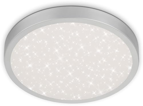 BRILONER 3071-014 LED Deckenleuchte, Deckenlampe inkl. Sternendekor, 24 Watt, 3.000 Lumen, 4.000 Kelvin, Weiß-Silberfarbig, Ø 38cm, Mint