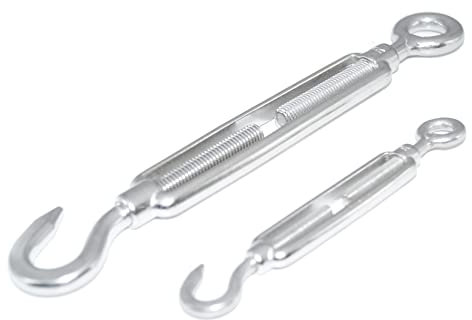 Spannschloss M10 Form C Öse-Haken 2 Stück Edelstahl EN 1.4401 Spannschraube A4 NIRO, Nirosta