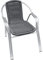 METRO Professional Gartenstuhl mit Armlehne Narni, Aluminium/PE Rattan, 56 x 67 x 76 cm, Stapelbar, Wetterfest, 150 kg Tragkraft, Grau