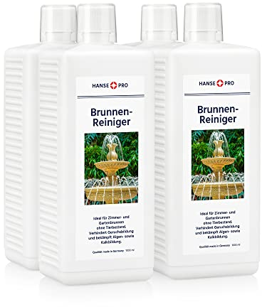 HANSE PRO Brunnen-Reiniger, 4 x 1000 ml I Wasser-Pflege I Reinigung I hält Wasser frisch und klar I verhindert Algen, Bakterien und Kalk