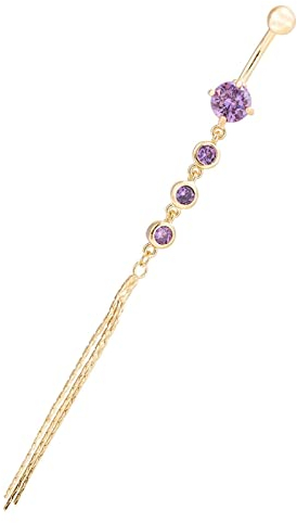 Daesar Bauchnabelpiercing Chirurgenstahl Nickelfrei, Bauchnabelpiercing Stablänge 10MM Lang Anhänger mit Violett Zirkonia Bauchnabel Piercing 14 Gauge
