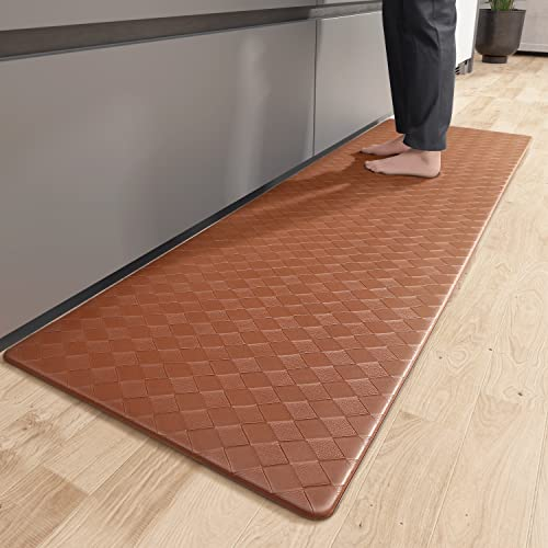 Color G Küchenläufer 44 x 120 cm, Anti-Müdigkeit Küchenteppich Waschbar rutschfest, Leder Teppich Küche Öl Resistent, Wasserdicht für Küche, Esszimmer, Wohnzimmer, Büro (Braun)