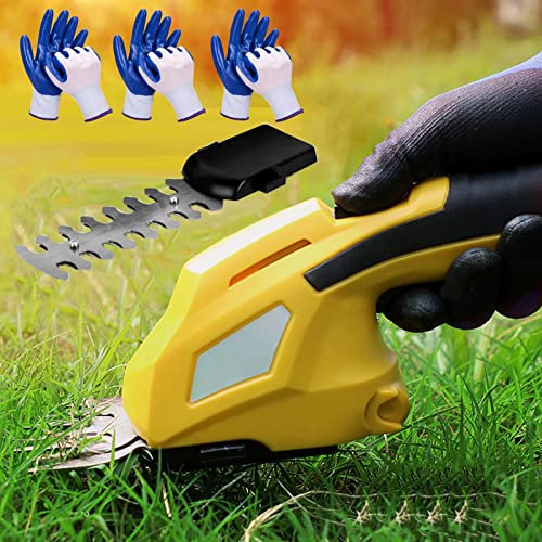 BeiLiHe Cordless Grass Shears - Grass Trimmer - Electric Grass Clippers, 2 in 1 Light Duty Handheld Grass Shears Power Hedge Trimmers with Battery, Charger and Extra Safety Key