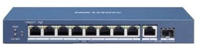 Hikvision - Switch Hikvision 10 Porte ~ 8 Porte Gigabit PoE ~ 1 Porta RJ45 Gigabit ~ 1 Porta SFP Fibra Ottica Switch rete - DS-3E0510P-E/M