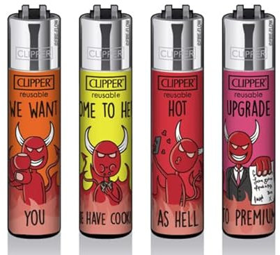 Clipper® Feuerzeuge - 4er Set + Crystal Balls (Funny as Hell)