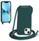 WenBaby Funda con Cuerda para iPhone 13, Líquida Silicona Carcasa con Cordón Ajustable Collar Correa de Cuello, Cubierta Prueba Golpes con Microfibra Forro (Verde Oscuro)