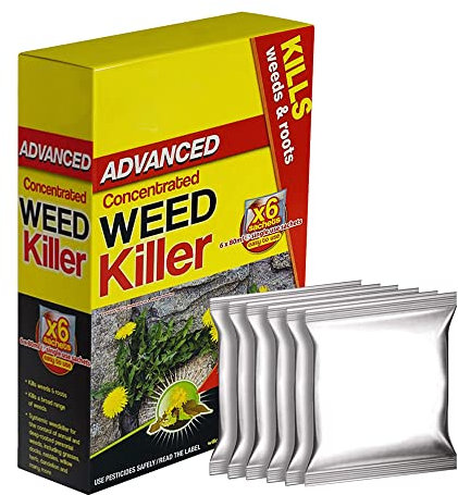 Doff Advanced Concentrated Weedkiller 80ml x 6 Sachets Extra Strong with Glyphosate Super Strong High Strength Concentrated Weed & Roots Killer Liquid Sachets