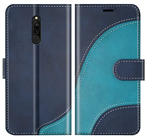 BoxTii Cover per Xiaomi Redmi 8, Custodia in PU Pelle Portafoglio per Xiaomi Redmi 8, Magnetica Cover a Libro con Slot per Schede, Blu