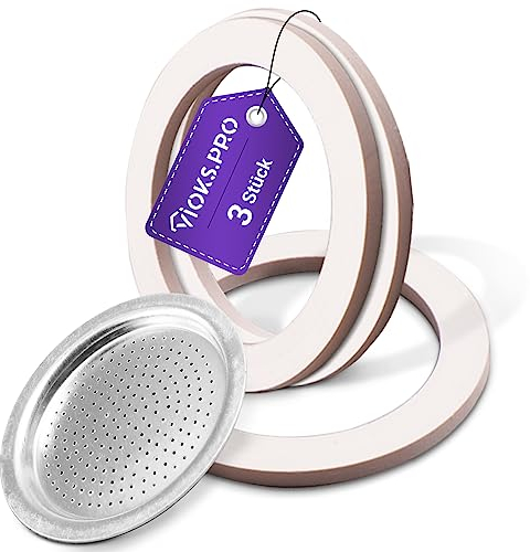 Vioks.pro 3Stk Bialetti Dichtung aus Gummi Mit Espresso Siebeinsatz für 1 Tasse - Filter Dichtung für Espressokocher Moka Express