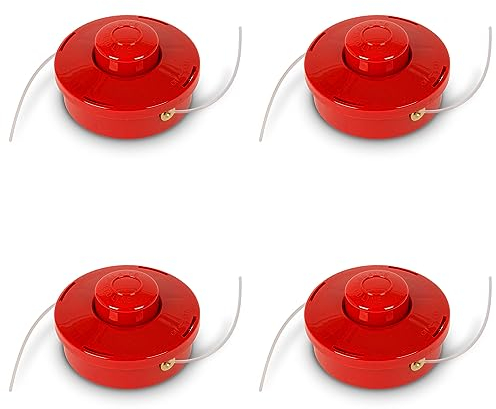 EBERTH 4X Filo da Taglio, Pezzi di Ricambio per Decespugliatore, Avanzamento Automatico, 4 Pezzi con Spessore 3mm, Lunghezza 2,3m Filettatura M10 x 1,25, Bobina per Falce a Motore e Altri dispositivi