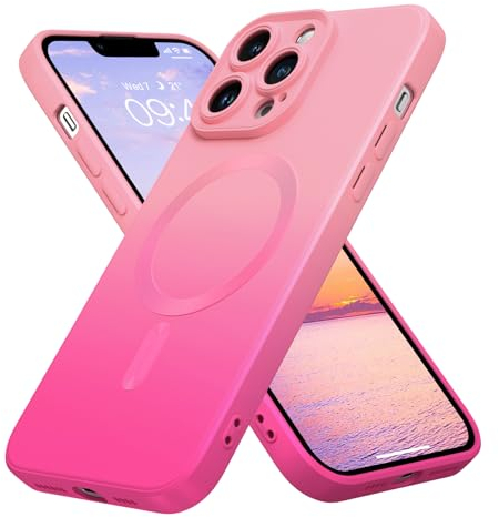 DOMAVER Hülle für iPhone 13 Pro Max Kompatibel mit MagSafe, Handyhülle iPhone 13 Pro Max 6.7''Case, Dünn Stoßfest Magnetisch Schutzhülle für Mädchen und Frauen,Damen - Farbverlauf Rosa Blau