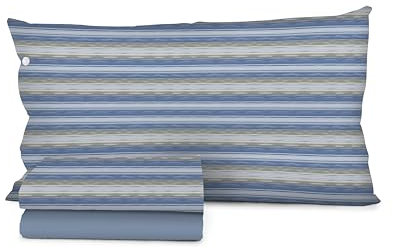 CosìCasa Lenzuola Letto Singolo in Pile Calde e Morbide | Set Lenzuola in Pile Invernali, Morbidezza Avvolgente e Design Moderno per la tua Casa [Strisce Blu]