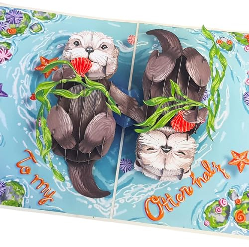 HEARTAGS Otter-Pop-Up-Valentinstagskarte für Paare, Liebe, Grußkarte