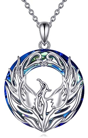 Vadmans Phönix Halskette Sterling Silber Phoenix Anhänger Kette Kristall Schmuck Geschenke für Damen Frauen