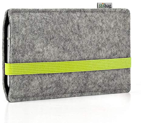 stilbag Handyhülle Leon für Samsung Galaxy S24 | Farbe: hellgrau/Lime | Smartphone-Tasche aus Filz | Handy Schutzhülle | Handytasche Made in Germany