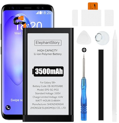 Ersatz Akku für Samsung Galaxy S8+ S8 Plus SM-G955F 3500 mAh EB-BG955ABE Li-Polymer Ersatzakku mit Reparaturwerkzeugsatz