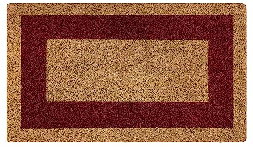 Acomoda Textil - Felpudo de Coco Natural Ecológico con Cenefa, Resistente y Antideslizante. Felpudo Ideal para Interior y Exterior de Casas y Comercios. (45x80 cm, Rojo)