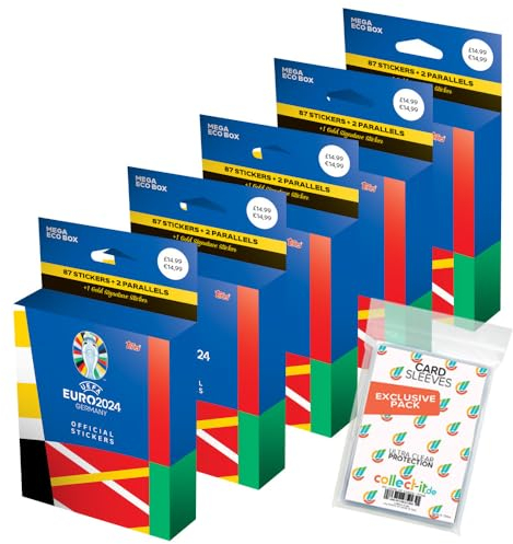 Bundle mit UEFA EURO 2024 Germany - Sammelsticker - 5 Mega Eco Boxen + Exklusive collect-it Hüllen