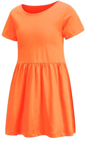 Aisyee Girls Dress Plain Kids Cotton Casual Dresses Age 2-14 Years