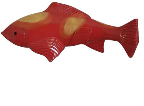 Sileduove Ästhetische Unterwasser-Skulptur Fisch im Garten, Kunsthandwerk für den Außenbereich (rot)