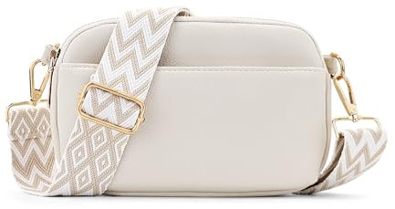 FuninCrea Umhängetasche Damen Crossbody Bag Damen, 3 Taschen Schultertasche Damen Umhängetasche Damen Leder Tasche Damen Umhängetasche mit Abnehmbaren und Verstellbaren Schultergurten (Weiß)