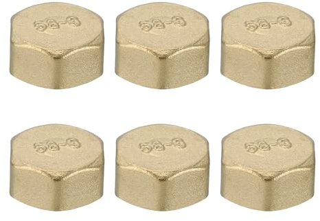 PATIKIL G1/2'' Gewinde Messing Sechskant Rohrverschluss, 6 Stück Außensechskant Kappe Rohrverschlüsse Fittings Kappe für Öl Wasser Hydraulikleitung