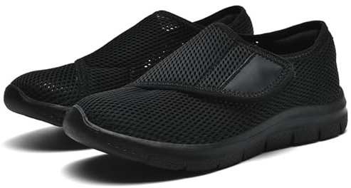 Aocase Basket Femme Chaussure de Marche sans Lacets Mesh Respirant Confortable Casual Sport Running Fitness Gym Sneakers Chaussures Large et Confortable pour Pieds Gonflés,Noir,42/260mm