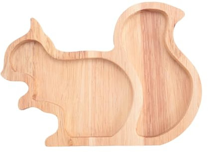 iFutniew A-Snack Teller Platzsparend Aufbewahrung Eichhörnchen Holz Snacktablett Birne Obst Tablett Nussbehälter Geschirr Ersatz Zubehör