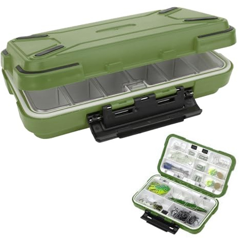 Organizzatore Impermeabile per Scatola per Attrezzatura da Pesca con Scomparti Bifacciali per Esche, Ganci e accessori. Custodia in (Modello C, L 39x39x4,5 cm / 15,4x15,4x1,8