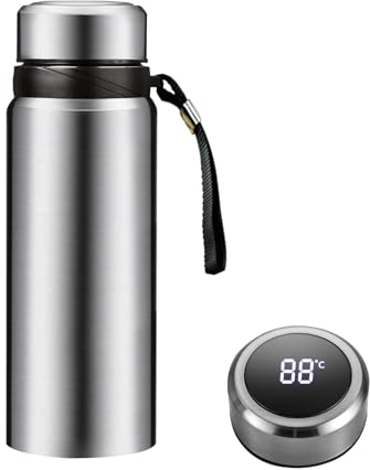 Botellas de agua inteligentes de 1,4 l con pantalla digital de temperatura para café, té, café, té, té, taza térmica LED de doble pared aislada al vacío, botella de acero