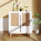 MSMOK Wohnzimmerschränke und Sideboards mit Beine aus Massivholz Türen aus Rattanimitat.