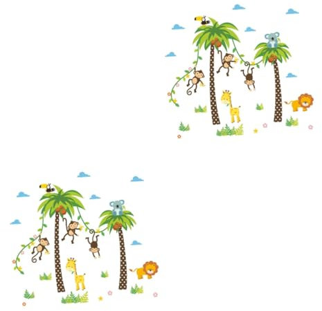 BESTonZON 2stücke Removable Dschungeltiere Wandaufkleber Für Kinderzimmer Lustige Affen Und Wanddeko Abnehmbar Und Einfach Anzubringen Für Babyzimmer Und Spielzimmer