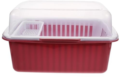 VICASKY 1 Pc Caja De Almacenamiento De Drenaje Estuche para Secar Botellas Escurridor para Escurreplatos Escurridor De Cubiertos Porta Biberones Cocina Rosy El Plastico Reutilizable