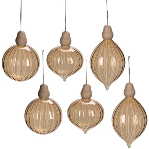 Set di 6 palline per albero di Natale in vetro, colore marrone, decorazione per finestre, decorazioni per albero di Natale da appendere, decorazioni natalizie