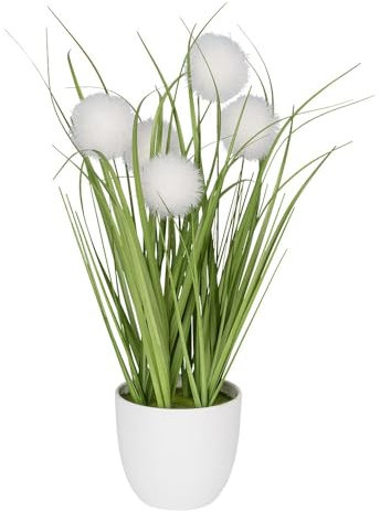 Ideen mit Herz Herbe boutonnée décorative - Plante artificielle avec pot - 30 cm de haut (fleurs blanches)