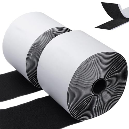 Ysibbon Klettband Selbstklebend 5M, Doppelseitig Klettverschluss Selbstklebend, Extra Starkes Klett Klebeband mit 100mm Breitem Heavy Selbstklebendes Klebepad (Schwarz, 10cmx5m)