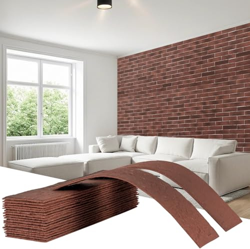 Faux Brick 3D Wall Panels, 8.5 x 2.4“ Wall Tile for Bedroom, Bathroom, Kitchen,Interior and Exterior Wall,Supplied by Jevie (100pcs Red)