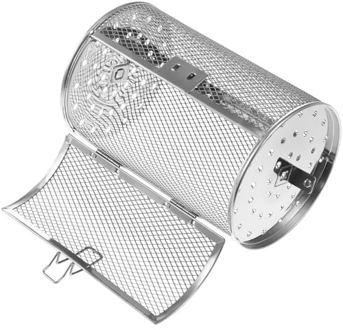 CALLARON Air Fryer Rotisserie Basket - Stainless Steel Rotating Basket for Air Fryer, Air Fryer Basket, Rotisserie Cage with Locking Latch, for Fries, Nuts, Coffee Beans, Rotisserie