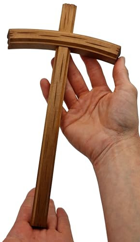 Lunexus Wandkreuz 28 cm dunkel gebeiztes Lindenholz lackiert mit Naturlack gesegnet mit Zertifikat zur Wandmontage Kreuz aus Holz christlich katholisch deutsche Handarbeit Geschenk Deko