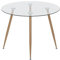 MOG CASA Mesa de Comedor Fija Redonda Corin | 100 x 100 x 75 cm | Ideal para Cocina o Salón | Ideal para 3 a 4 Personas | Tablero de Cristal Transparente | Patas Metálicas en Imitación Madera